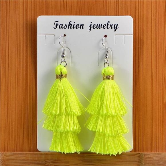 Crystal Tassel Dangle Earrings - Designer Fashion Jewelry - Picture 3 of 3